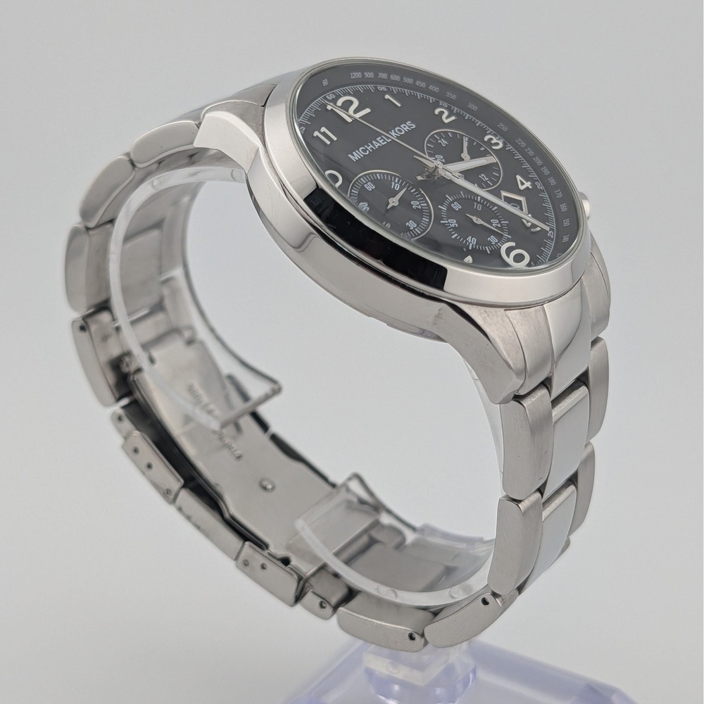 Michael Kors MK8113 Chronograph Watch Black Dial Stainless Steel 45mm 10ATM Date - Picture 10 of 12